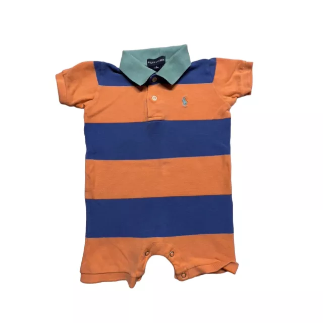 Ralph Lauren Romper Baby Boys Small 3-6 Months  Multi-Colored Striped Logo