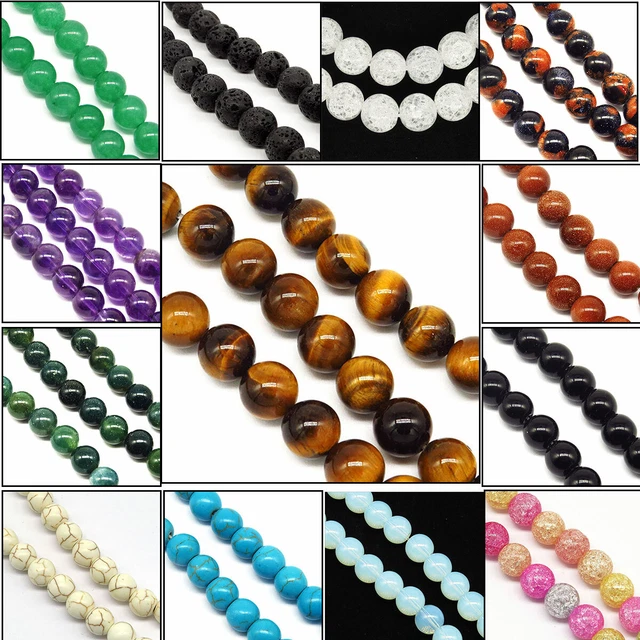 Lot de 30 Perles Rondes Pierres Naturelles 8mm Plusieurs Choix