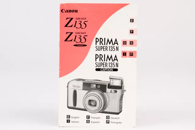 Manual de Instrucciones Manual Canon Super Shot 135Z Caption Prima Super 135N