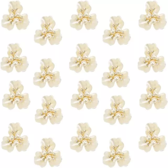 White Pearl Buttons Alloy Faux Pearl Flower Buttons  Jewelry Accessories