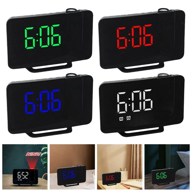 Réveil à projection LED 180 ° Rotatif Projecteur Mur Plafond USB Chevet