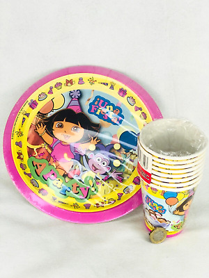 Placas de papel tazas fiesta Dora la exploradora nuevas 8 piezas oficiales 23 cm de diámetro