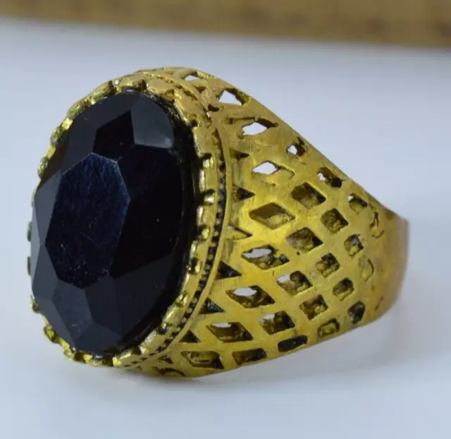 Extremely Rare Ancient Antique Bronze Black Stone Roman  Ring Authentic