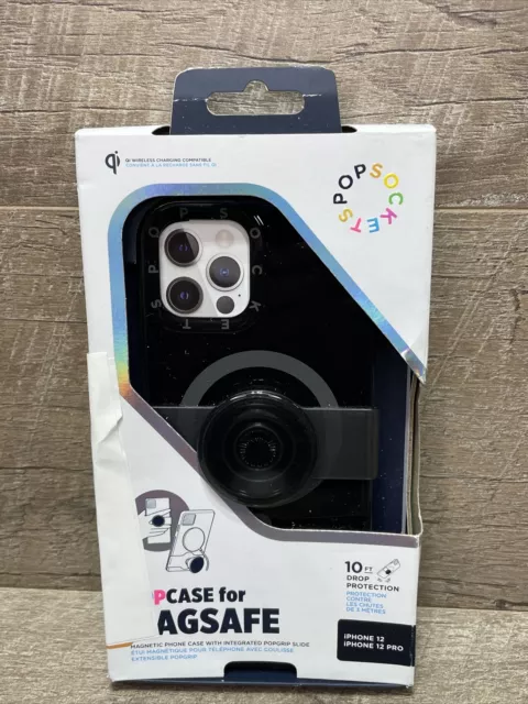 PopSockets PopCase con MagSafe para iPhone 12/12 Pro PopCase Deslizante Empuñadura Negra