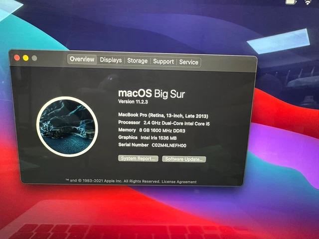 Apple MacBook Pro RETINA 13"" 2013 A1502 2,4 GHz CORE i5 8 GB 256 SSD GRADO A- 7