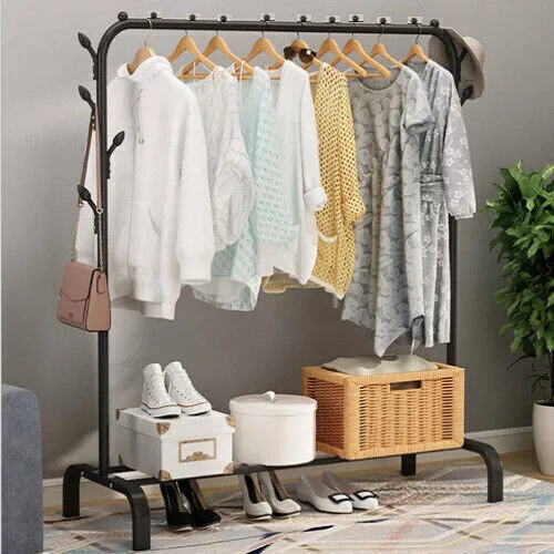 Heavy Duty Clothes Rail Metal Garment Hanging Rack Display Stand Shoes Shelf UK~ 2