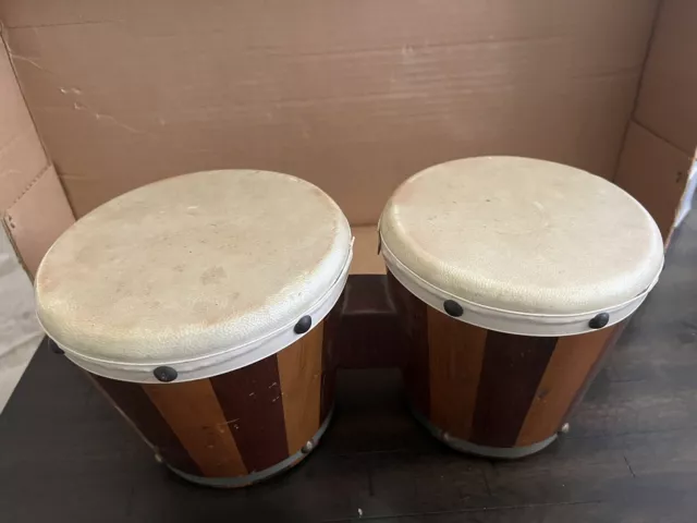 Instrumento musical de percusión bongos de madera doble conexión de colección doble