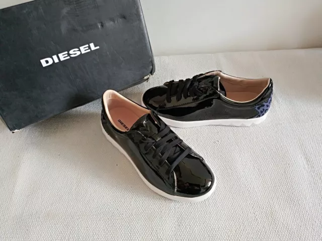 Diesel S-Olstice Low W Women's Lacquered Black  Sneakers Italy US 7,5/Eur 38