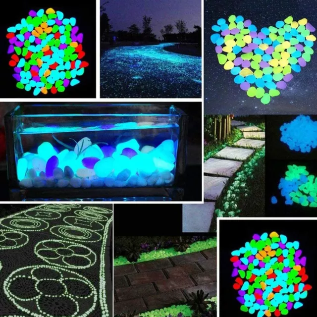 Glow In The Dark Pebbles Luminous Stones Garden Walkaway Aquarium Fish Tank 3