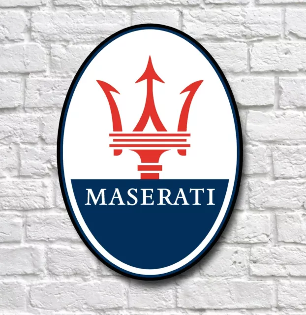 Maserati Badge Logo 2Ft Garage Sign Wall Plaque Classic Supercar Sport Car