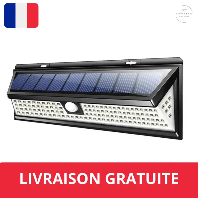 118 LED Lampe Solaire Extérieur 1000LM Détecteur de Mouvement Lumière Jardin 30W