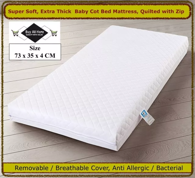 SUPER SOFT WATERPROOF BABY TODDLER COT BED CRIB MATTRESS Size 73 x 35 x 4 cm