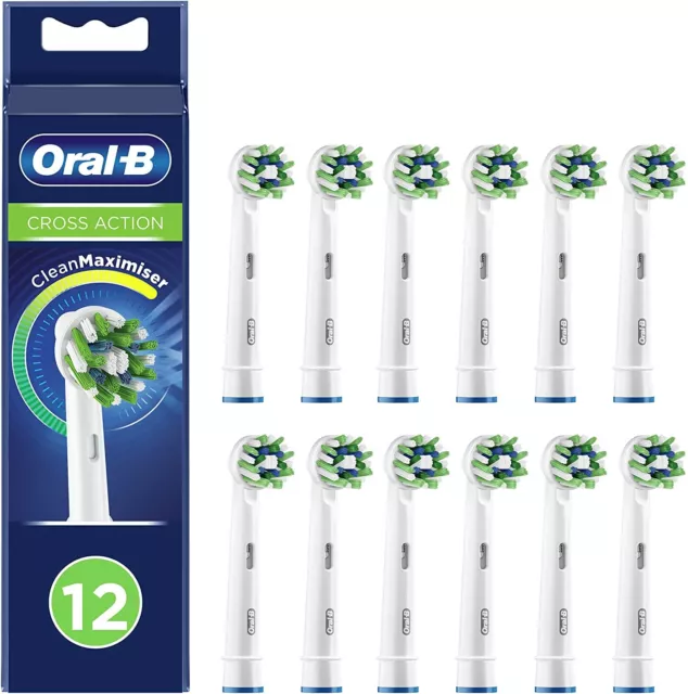 Pack 12 Brossettes Oral B Cross Action Recharge Tête de brosse à dent Électrique