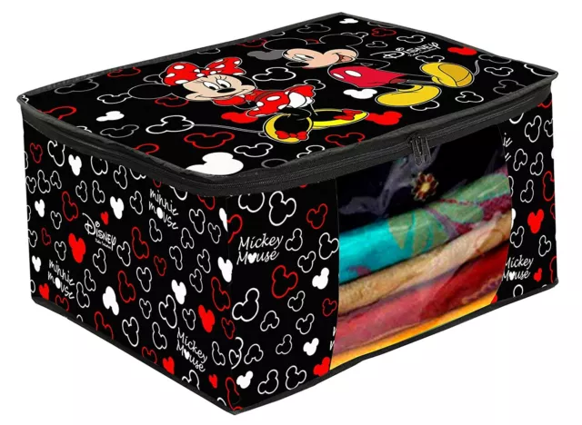 Negro Disney Mickey Estampado Saree Cubierta Ropa Bolsa Armario Organizador De 4 3