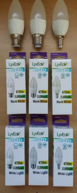 6w LED Round/Candle Light Bulbs BC B22 ES E27 SES E14 Warm/Cool White 40w Cheap!