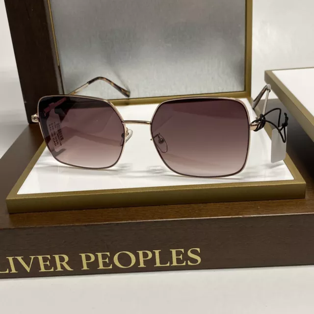 new Anthropologie Gold Frame Square Brown Lens Sunglasses