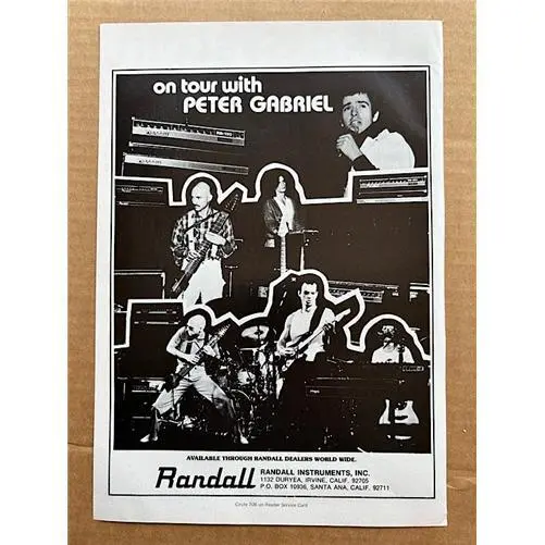 PETER GABRIEL RANDALL INSTRUMENTS MEMORABILIA Original music press advert from 1