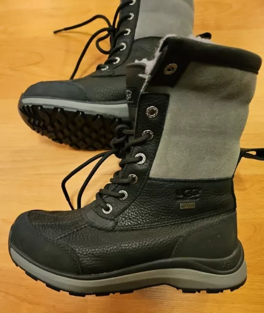 Ugg Adirondack Boot Iii Black Grey Leather Sheepskin Women's Boots  Us 6 Display