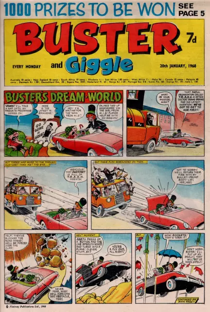 RARE BUSTER COMIC 20th JANUARY 1968 FIRST MERGER WITH GIGGLE - MONSTER FUN