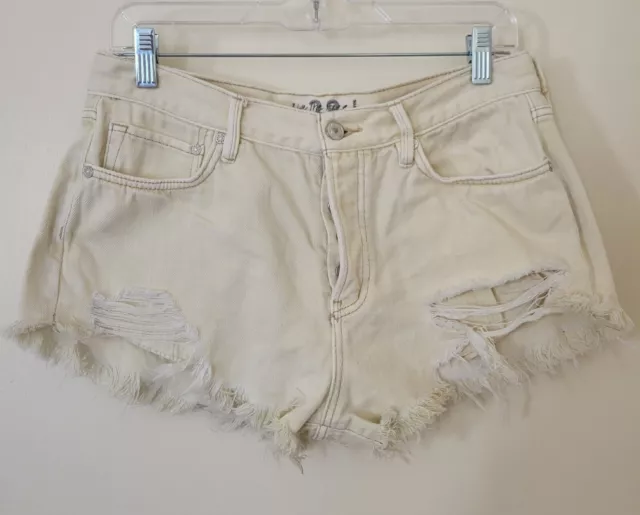 Free People Denim Shorts Womens Size 28 Yellow Cutoff Mid-Rise Button Fly