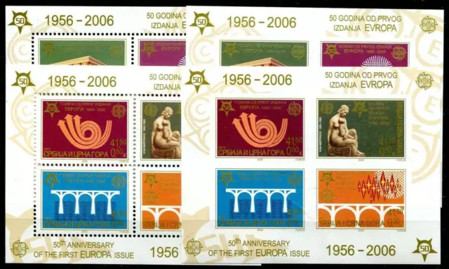 Yugoslavia (Serbia+Montenegro) Block 59+ 60 A+B 50 Years Cept (#64409)