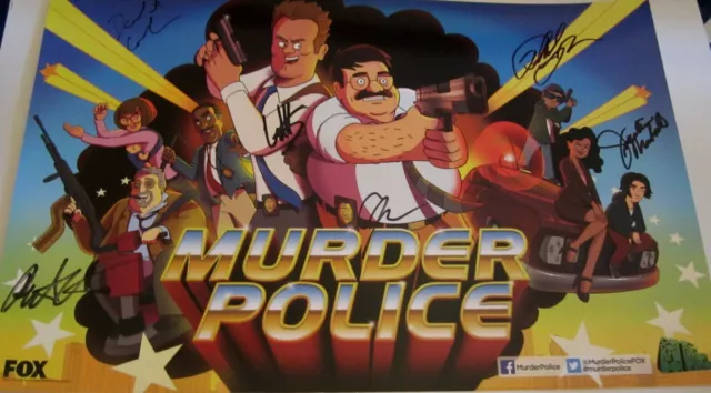 Murder Police cast signed 2013 SDCC poster Peter Atencio Phil LaMarr Will Sasso