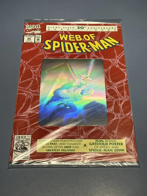 Web of Spider-Man #90 Marvel Comic Book 1992 FACTORY SEALED POLY BAG w/ Poster!
