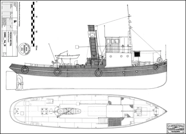 FRÉDERIC MISTRAL, Dampfschlepper Donauschlepper 1916 1:50. Modellbauplan