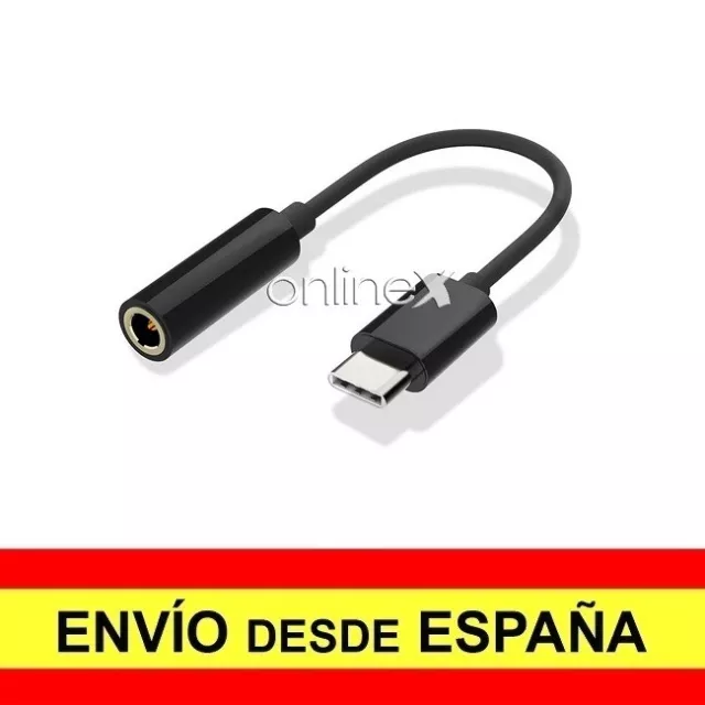 Cable Adaptador Conversor USB Tipo C Macho a Jack 3,5mm Hembra Negro a3376