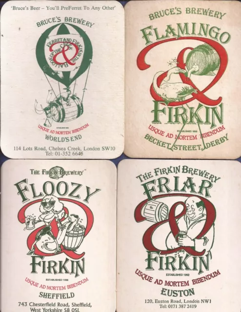 Firkin Brew-pubs  - four (4) Beer Mats : 1980/90s