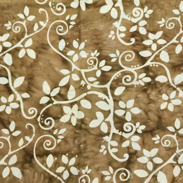 1/2 yd BATIK Brown Gold Vine Foliage Fabric Quilt 100% Cotton Fabric