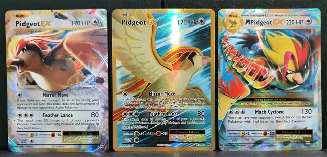 Pokemon Card Pidgeot EX 104/108 Full Art Set of 3 Evolutions XY
