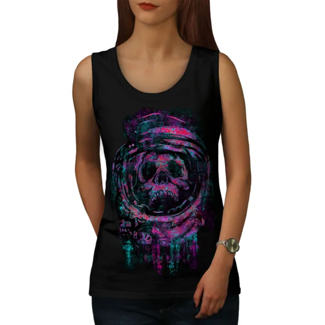 Wellcoda Skull Astronaut Space Womens Tank Top, Evil Athletic Sports Shirt