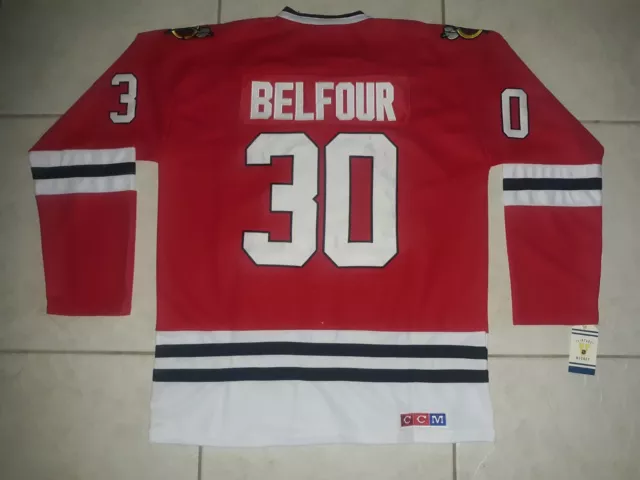 Ed Belfour Chicago Blackhawks Ccm Throwback Jersey. Size Large, Nwt.