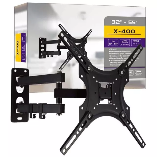 TV Wall LCD Tilt Swivel Swing Arm Mount Bracket 24/28/32/40/43/49/50/55 Inch