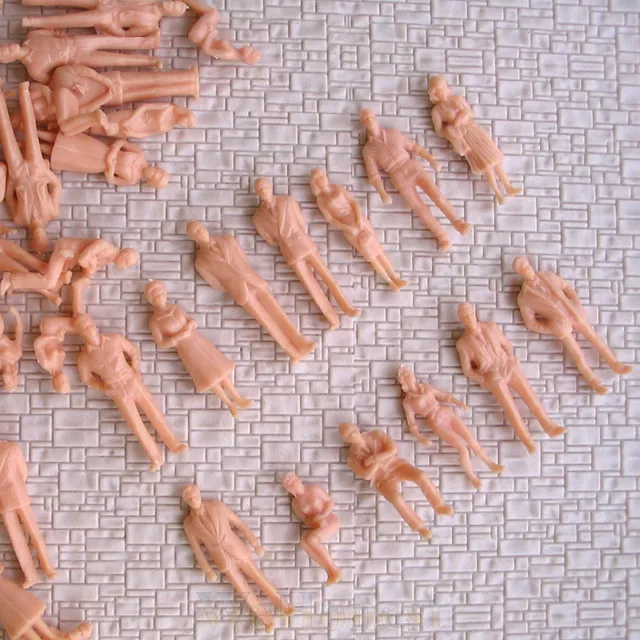 195 pcs O gauge 1:48 Unpainted Figure 13 different poses people passengers #F