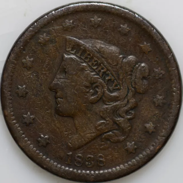 1838-P Large Cent, Over 150 Years Old As Shown [SN02]