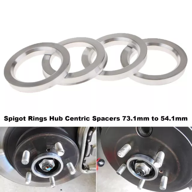 4X Spigot Rings 73.1mm to 54.1mm Aluminum Alloy Wheel Hub Spacers For Honda Ford