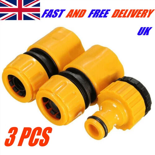 3 PACKS GARDEN Water Hose Pipe Tap Connector Conection Fitting Adaptor