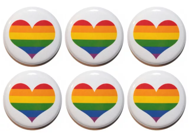 Juego de imanes Rainbow Heart Fridge - POSITIVITY LGBT LOVE HAPPY - Hecho en el Reino Unido - 25 mm