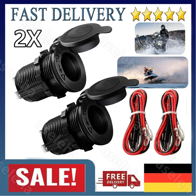 2 Stück 12V/24V KFZ Adapter Steckdose Auto Zigarettenanzünder Verteiler Schwarz