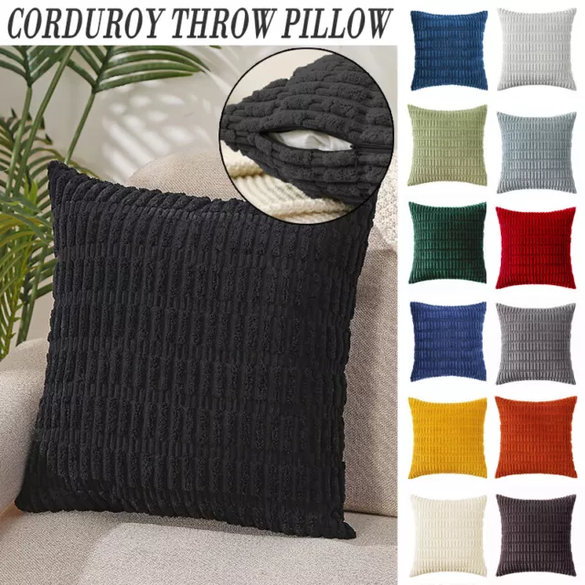 4PCS 16" 18" 20" Sofa Velvet Checked Solid Cushion Cover Tartan Pillow Case