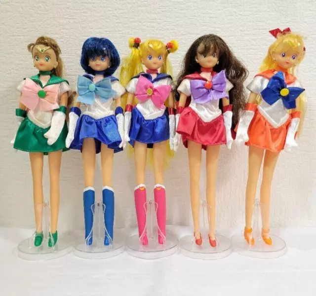 Sailor Moon 1993 Sailor Team Doll 5pcs Mercury Mars Venus Jupiter Bandai Japan