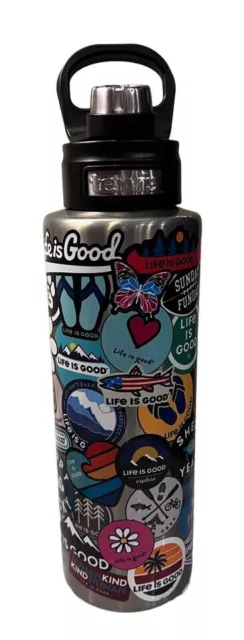 LIFE IS GOOD 50 oz STAINLESS STEEL THERMOS/WATER BOTTLE LIG STICKER  COLLAGE