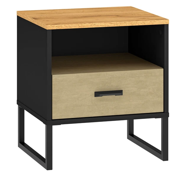 2er-Set Console de Nuit Colt 120x55x75cm Noir Craft Or Chêne Premium Steel