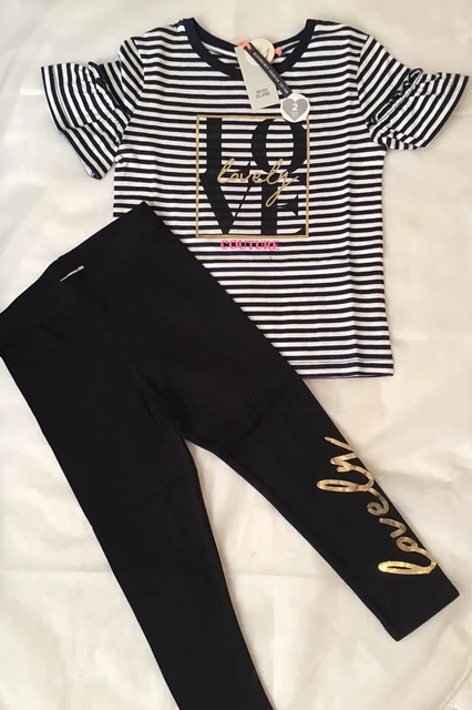 River island mini girls aged 2-3 Years navy blue icon T-shirt set BNWT 2