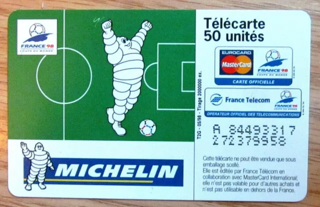 Telecarte Michelin Coupe Du Monde 1998 Football, Footix 2
