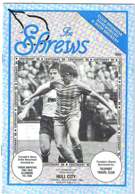 Shrewsbury Town v Hull City 1986/7 League Cup