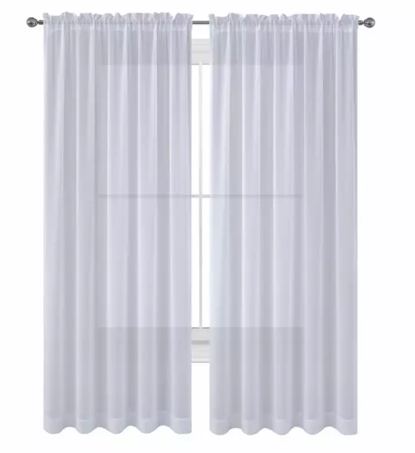 Sheer 2Pc Window Treatments Curtain Panels 84" Inch Long  Polyester (10+ colors)