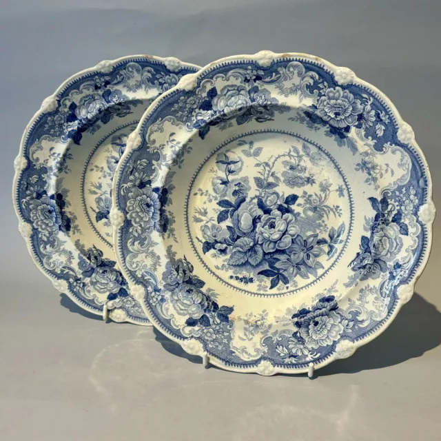 A Pair of Early 19th Century Blue & White Soup Bowls